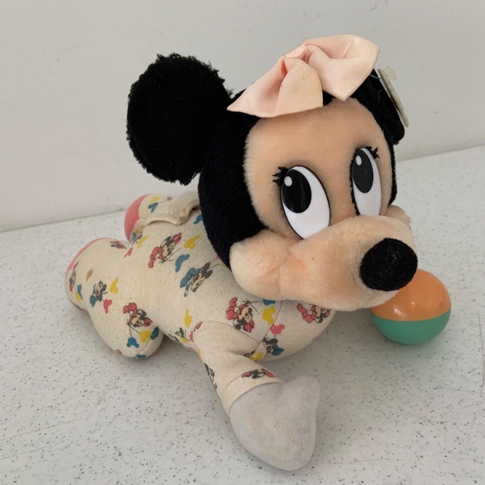 Vintage Applause Baby Minnie Mouse Crawling Rattle Plush